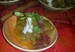 SPICE-BRAISED SHORT RIB with BEEF HEART with COCONUT and FLATBREAD